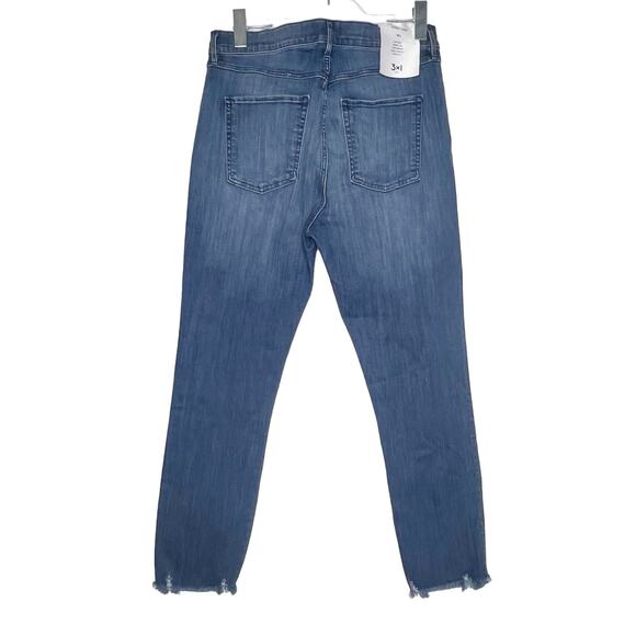 3X1 W3 Frayed Hem Skinny Cropped Jeans High-Rise Indigo Medium Wash Size 12 NWT - Picture 7 of 14